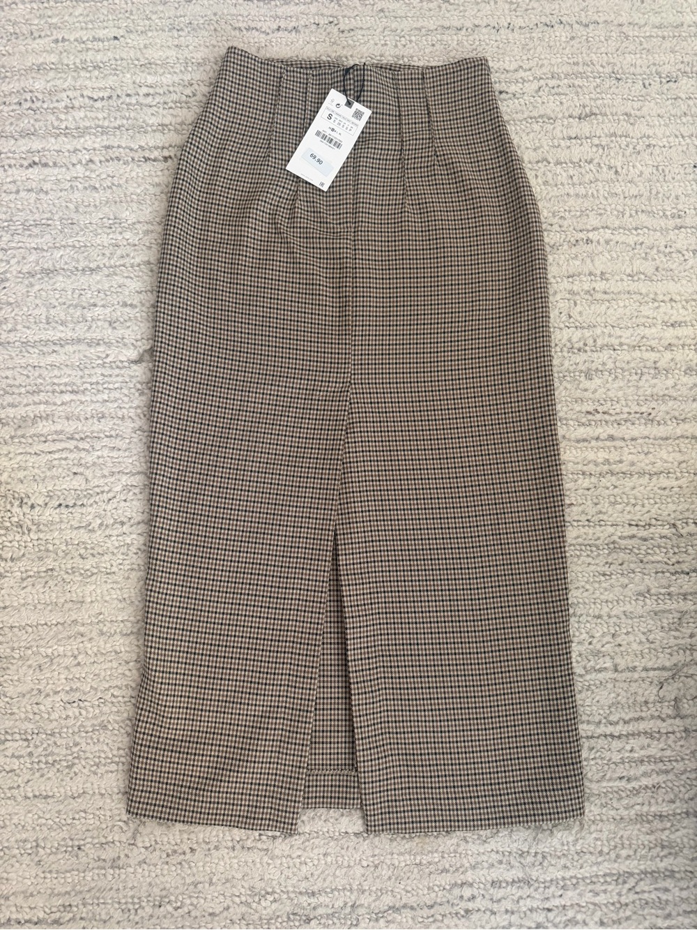 Zara High-Waisted Houndstooth Midi Pencil Skirt NWT S